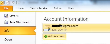 เพิ่มบัญชี Gmail ใน Outlook