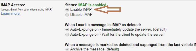 Gmail Enable IMAP